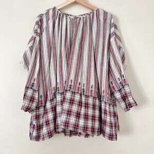 Mes Demoiselles Women's Blouse Top Shirt Embroidered Peasant One Size